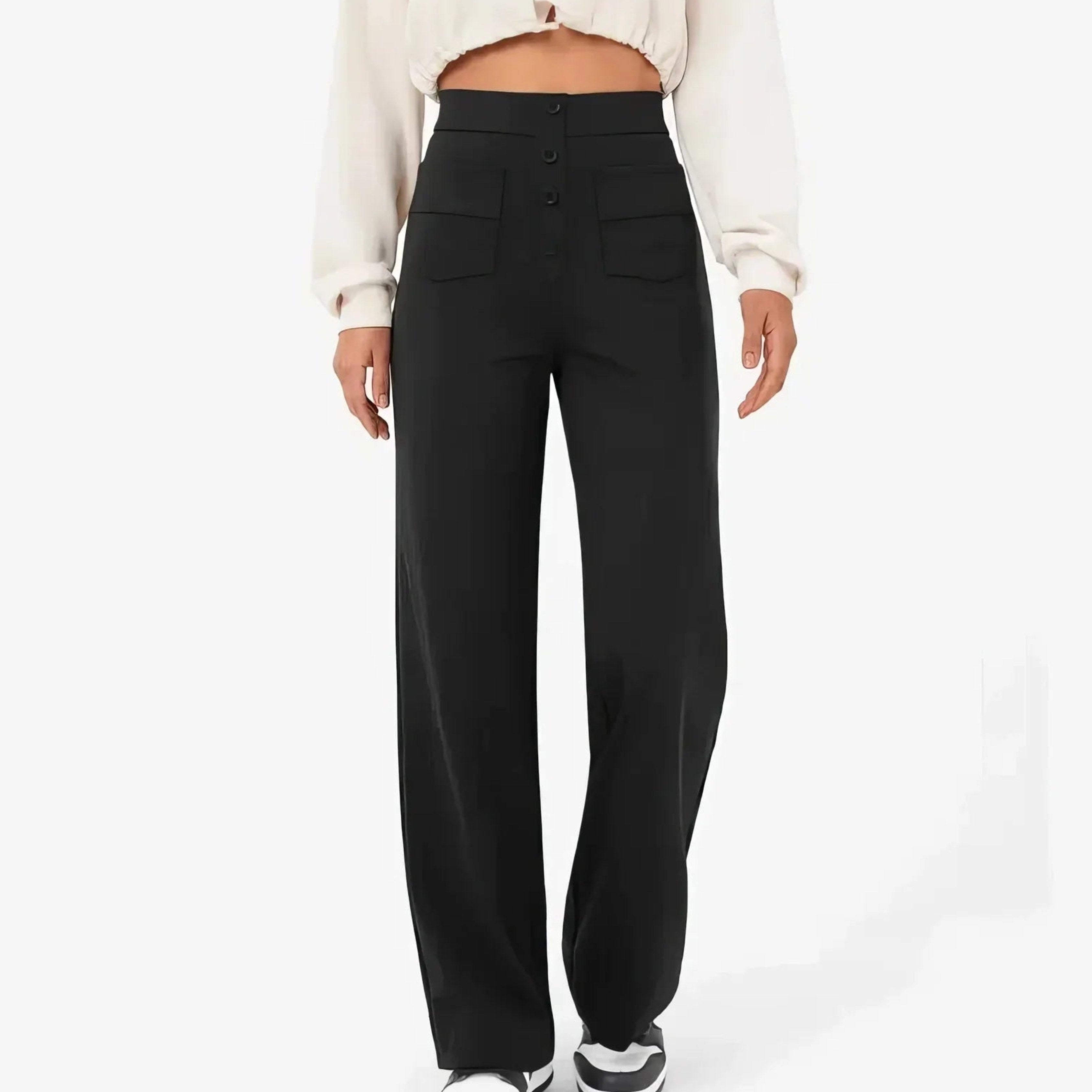 Lottie | Women's High-Waist Stretch Trousers, Comfortable Everyday Trousers | Everlasting Boutique