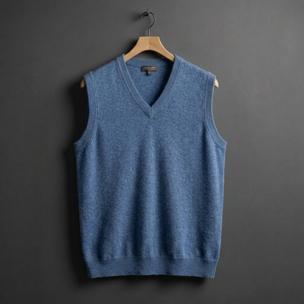 Louis | Men's Cashmere-Blend V-Neck Vest, Layering Jumper | Everlasting Boutique