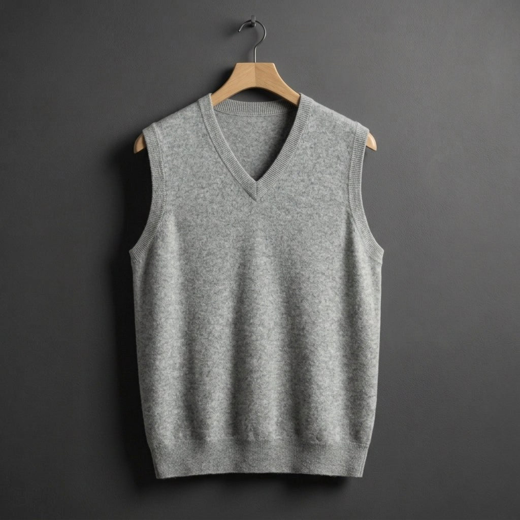 Louis | Men's Cashmere-Blend V-Neck Vest, Layering Jumper | Everlasting Boutique