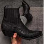 Lucas | Men's Vintage Cowboy Boots with Stitching, Western Boots | Everlasting Boutique | Black