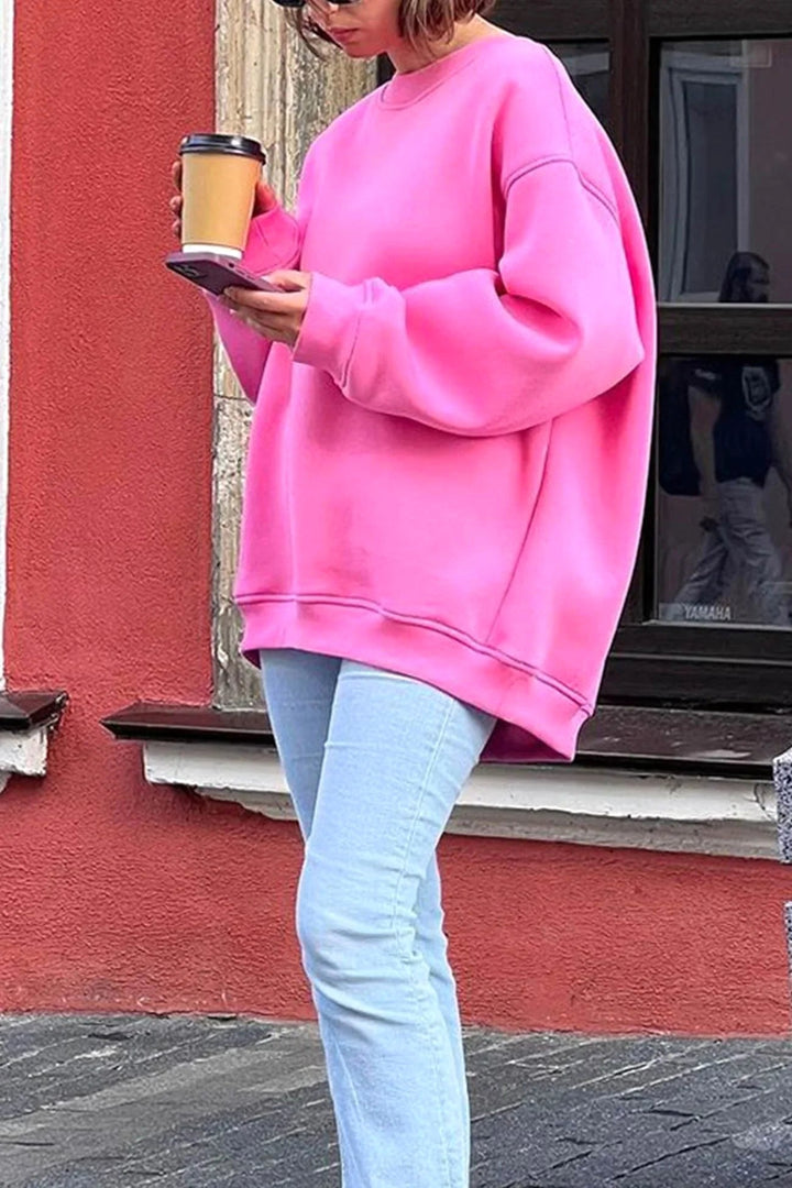 Lucienne | Women's Oversized Round-Neck Sweatshirt, Perfect for Everyday Wear | Everlasting Boutique | Pink