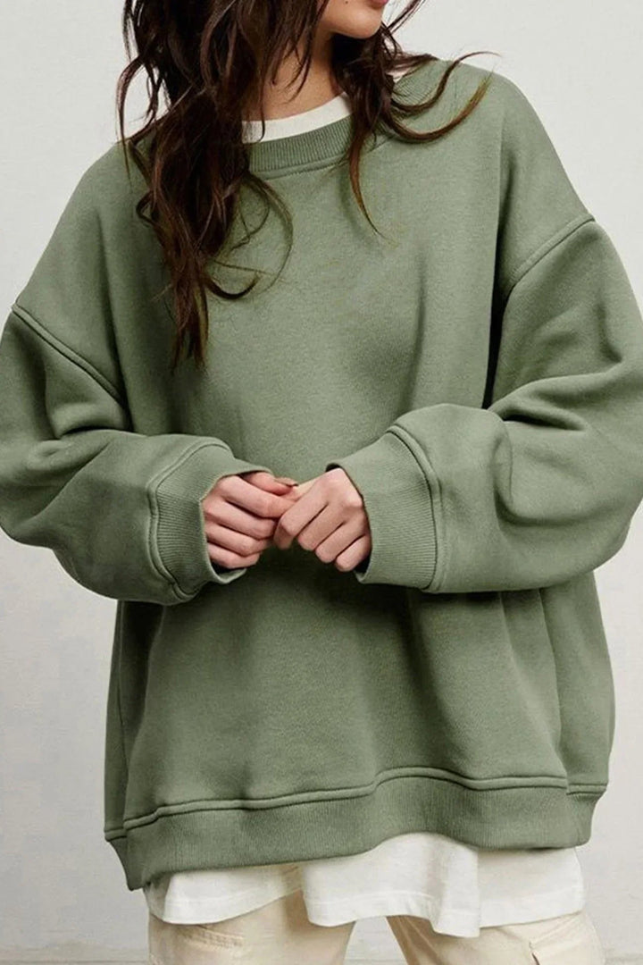Lucienne | Women's Oversized Round-Neck Sweatshirt, Perfect for Everyday Wear | Everlasting Boutique | Light Grey