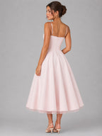 Lucy | Women's Corset Midi Dress with Full Skirt, Sweetheart Neckline Occasion Dress | Everlasting Boutique | Light Blue