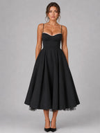 Lucy | Women's Corset Midi Dress with Full Skirt, Sweetheart Neckline Occasion Dress | Everlasting Boutique