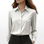 Lucy | Women's Satin Shirt Blouse, Elegant Office Blouse | Everlasting Boutique