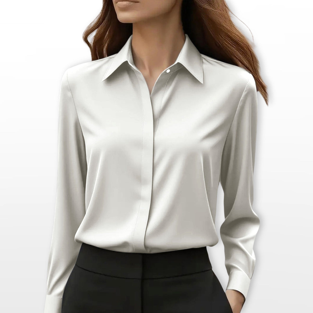 Lucy | Women's Satin Shirt Blouse, Elegant Office Blouse | Everlasting Boutique