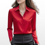 Lucy | Women's Satin Shirt Blouse, Elegant Office Blouse | Everlasting Boutique