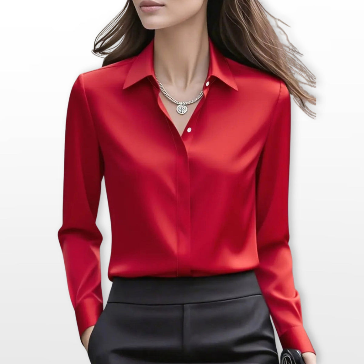 Lucy | Women's Satin Shirt Blouse, Elegant Office Blouse | Everlasting Boutique