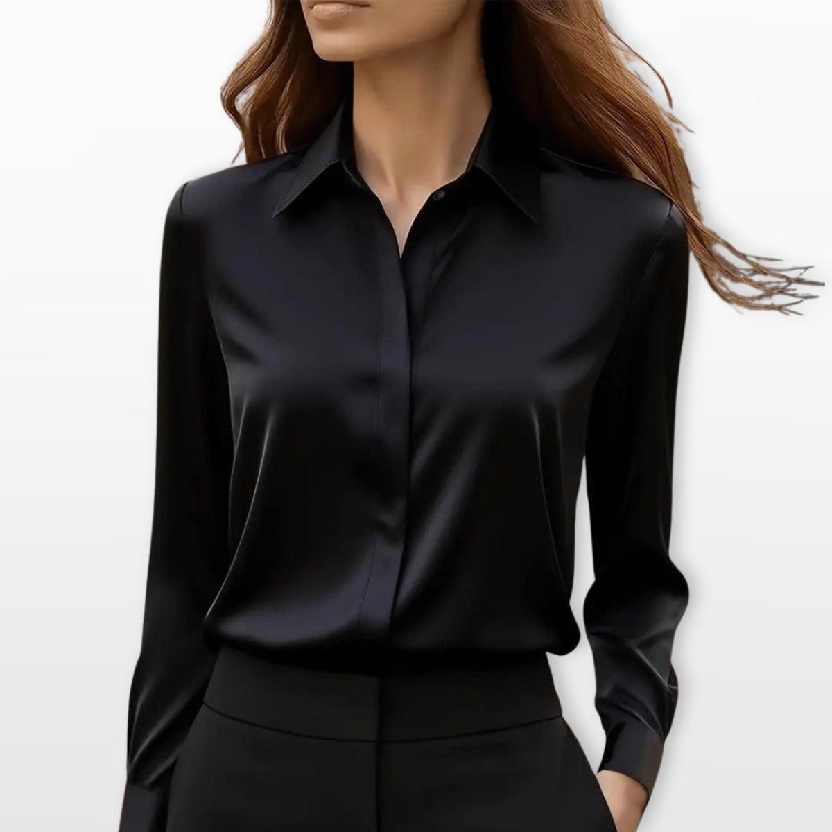 Lucy | Women's Satin Shirt Blouse, Elegant Office Blouse | Everlasting Boutique