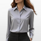 Lucy | Women's Satin Shirt Blouse, Elegant Office Blouse | Everlasting Boutique