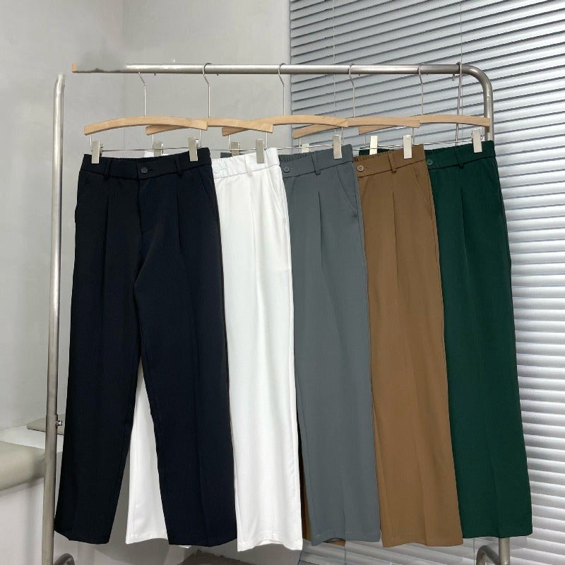 Ludwig | Men's Straight Leg Trousers with Front Pleats, Elegant Wide-Leg Trousers | Everlasting Boutique | Black