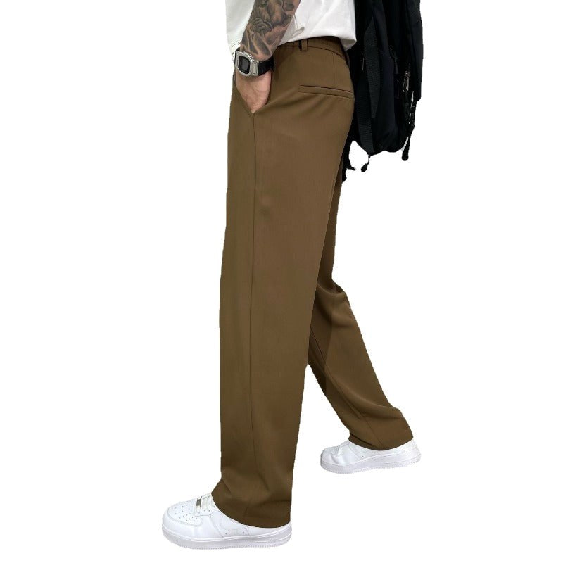 Ludwig | Men's Straight Leg Trousers with Front Pleats, Elegant Wide-Leg Trousers | Everlasting Boutique | Black