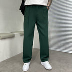 Ludwig | Men's Straight Leg Trousers with Front Pleats, Elegant Wide-Leg Trousers | Everlasting Boutique | Black