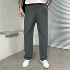 Ludwig | Men's Straight Leg Trousers with Front Pleats, Elegant Wide-Leg Trousers | Everlasting Boutique | Brown