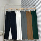 Ludwig | Men's Straight Leg Trousers with Front Pleats, Elegant Wide-Leg Trousers | Everlasting Boutique | Brown