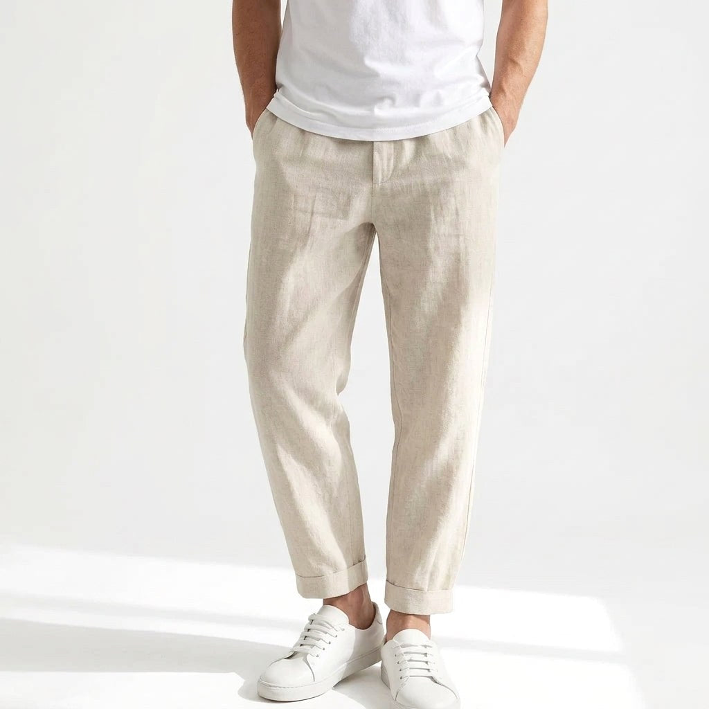 Lucas | Men's Linen Trousers, Loose Fit with Drawstring, Summer Trousers | Everlasting Boutique