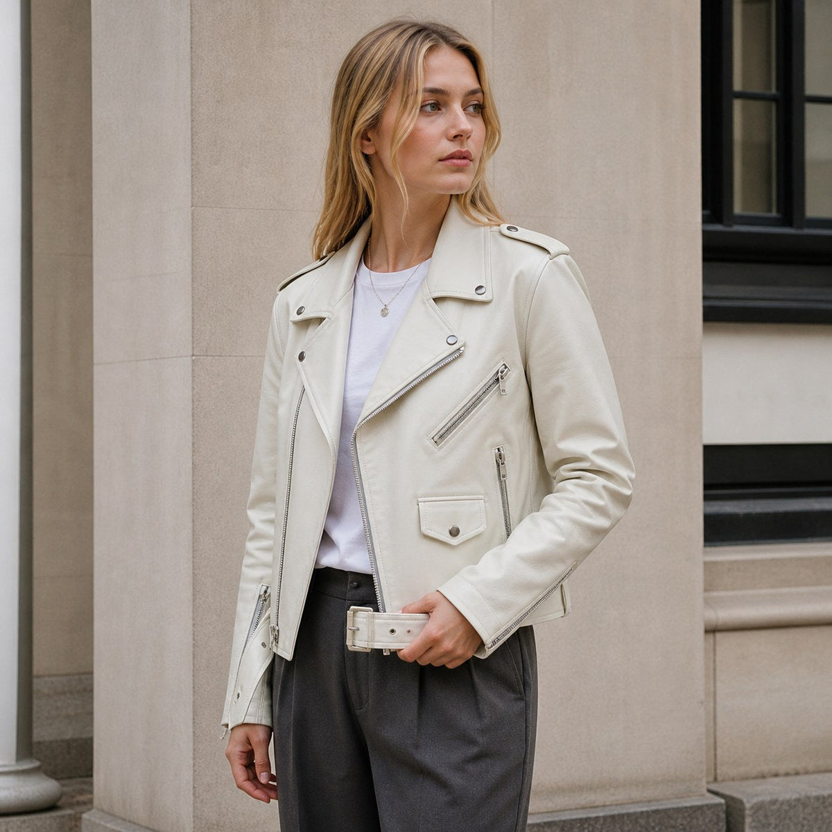 Mabel | Women's Vintage Leather Jacket, Fitted Zip Jacket | Everlasting Boutique