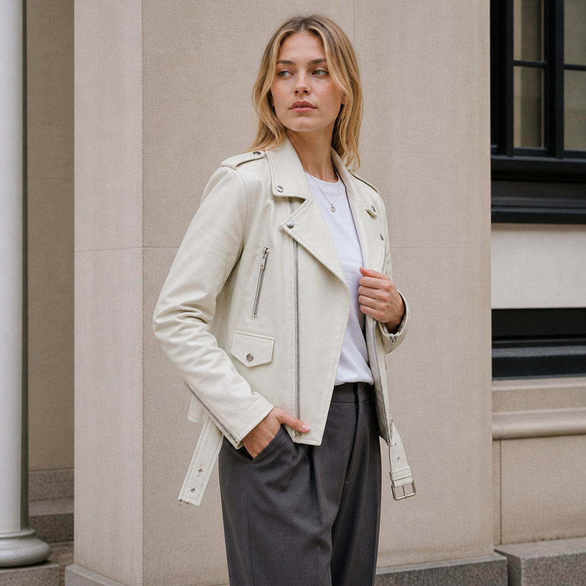 Mabel | Women's Vintage Leather Jacket, Fitted Zip Jacket | Everlasting Boutique