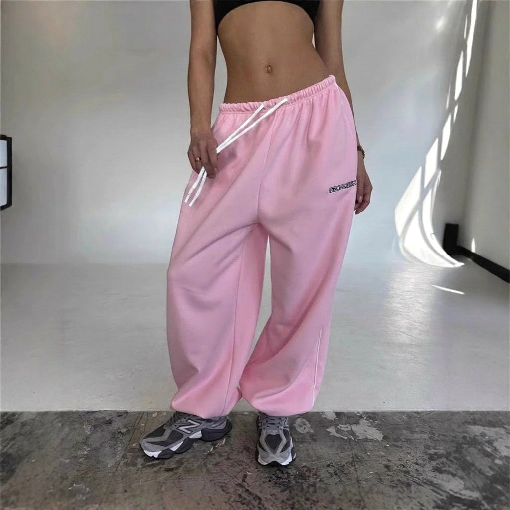 Maelle | Women's Baggy-Fit Sweatpants with Side Stripe, Wide-Leg Lounge Trousers | Everlasting Boutique | Grey