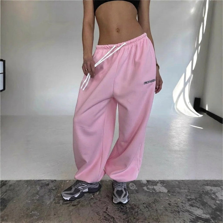 Maelle | Women's Baggy-Fit Sweatpants with Side Stripe, Wide-Leg Lounge Trousers | Everlasting Boutique | Grey