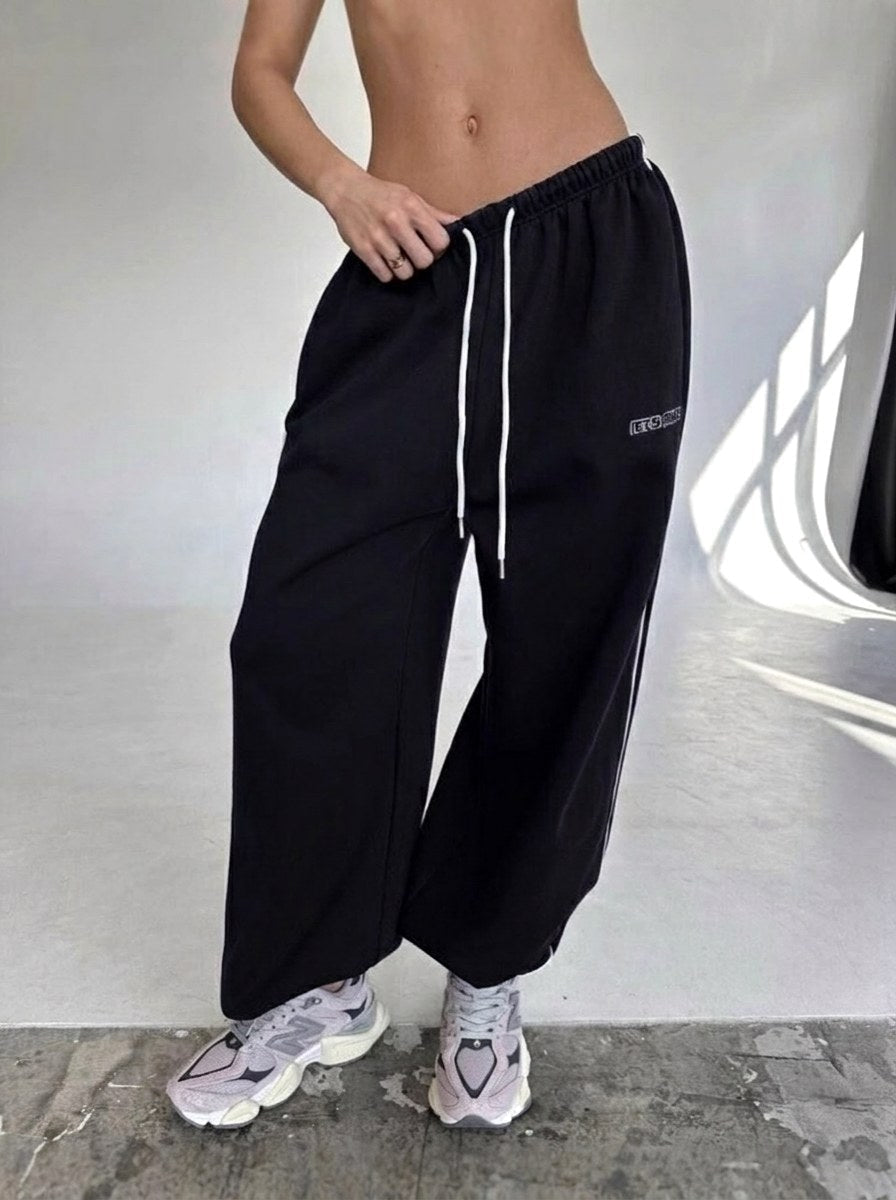 Maelle | Women's Baggy-Fit Sweatpants with Side Stripe, Wide-Leg Lounge Trousers | Everlasting Boutique | Brown