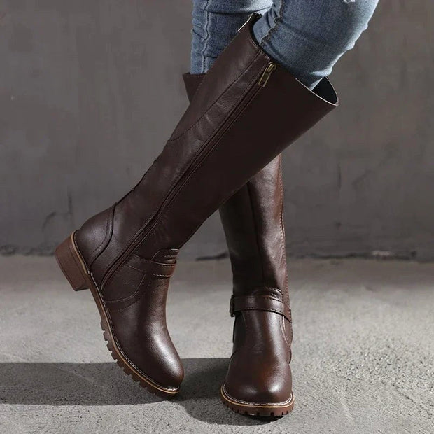 Maisie | Women's Knee-High Leather Boots, Autumn Walking Boots | Everlasting Boutique | Brown
