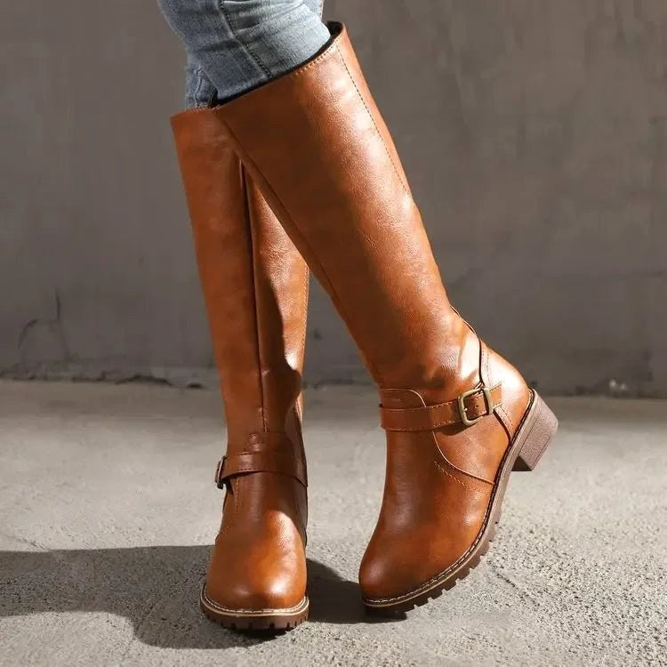 Maisie | Women's Knee-High Leather Boots, Autumn Walking Boots | Everlasting Boutique