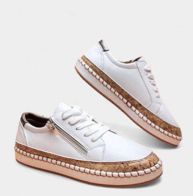 Maisie | Women's Lace-Up Low-Top Trainers, Textured Sole Walking Shoes | Everlasting Boutique