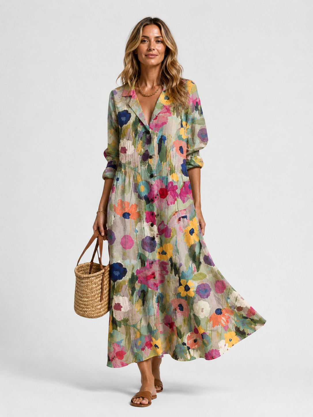 Maisie | Women's Printed Shirt Dress, Relaxed-Fit Everyday Dress | Everlasting Boutique | Orange