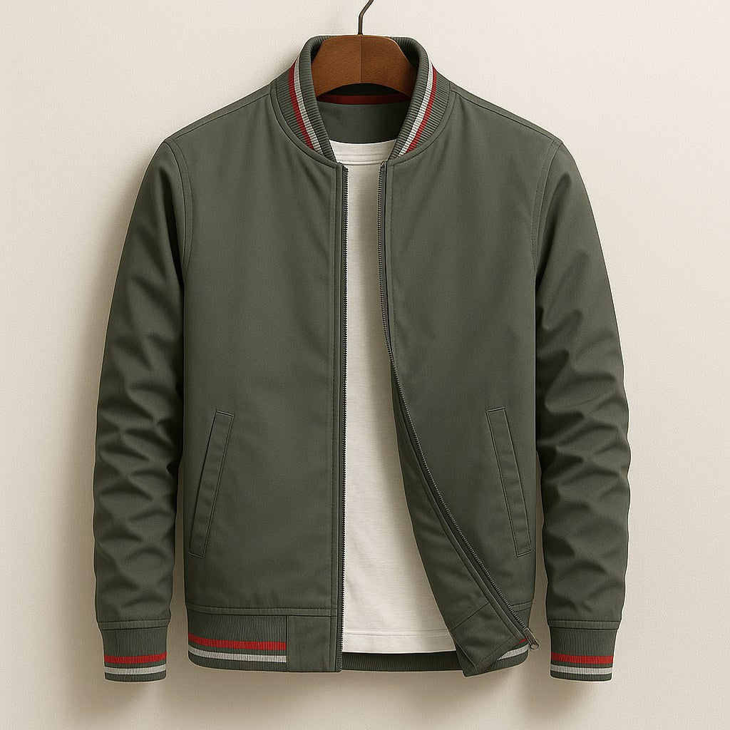 Martin | Lightweight Bomber Jacket with Contrast Details; Sporty Transitional Jacket | Everlasting Boutique