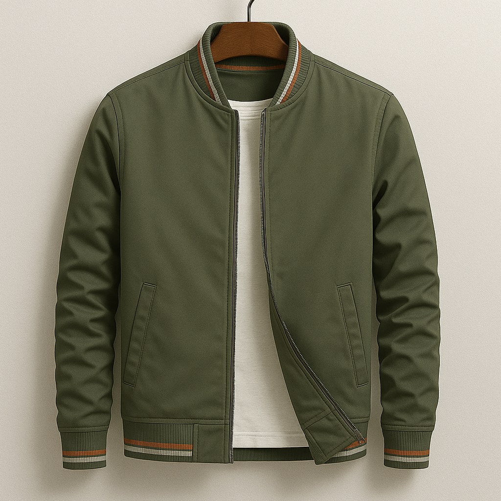Martin | Lightweight Bomber Jacket with Contrast Details; Sporty Transitional Jacket | Everlasting Boutique