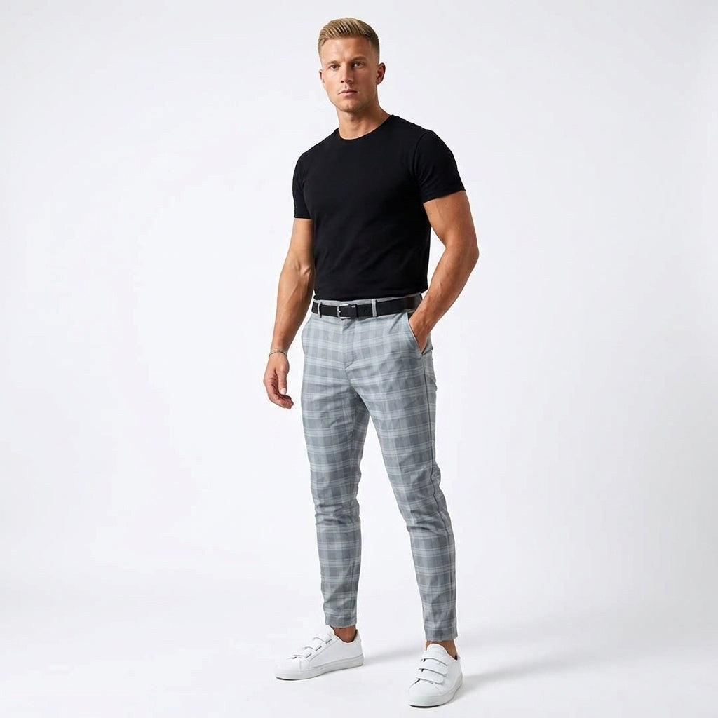Mark | Men's Windowpane-Pattern Trousers – Elegant Business Trousers | Everlasting Boutique