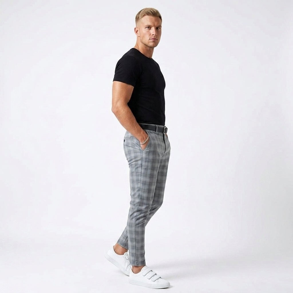 Mark | Men's Windowpane-Pattern Trousers – Elegant Business Trousers | Everlasting Boutique