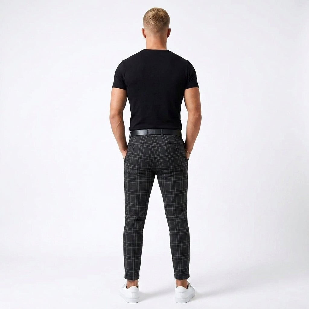 Mark | Men's Windowpane-Pattern Trousers – Elegant Business Trousers | Everlasting Boutique
