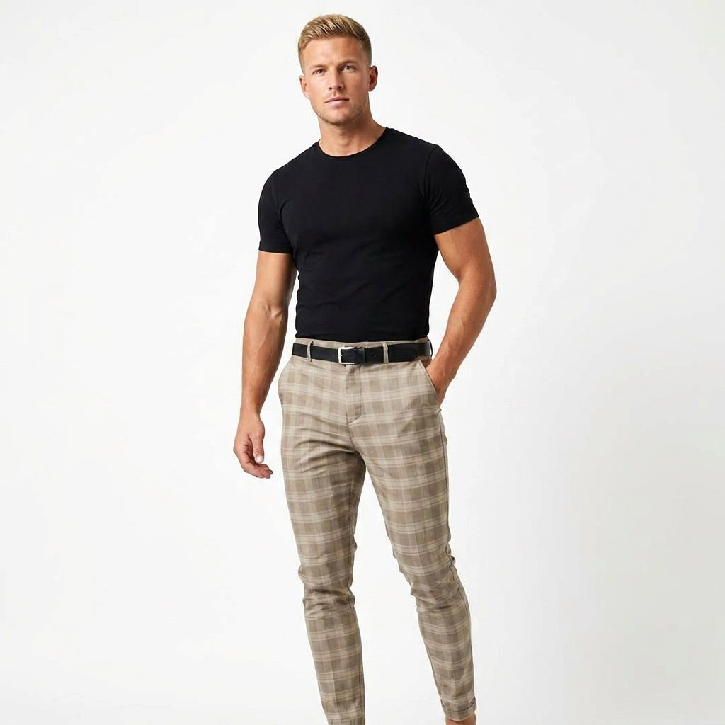 Mark | Men's Windowpane-Pattern Trousers – Elegant Business Trousers | Everlasting Boutique