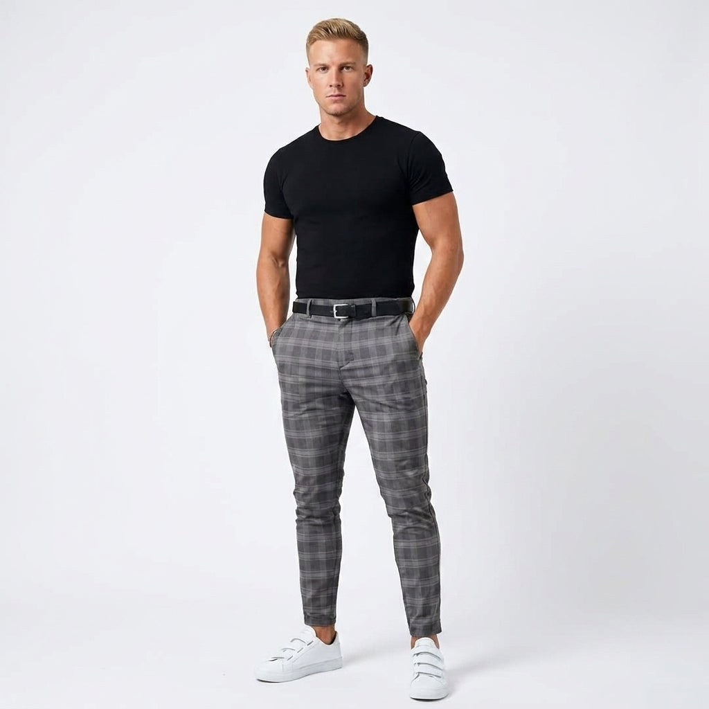 Mark | Men's Windowpane-Pattern Trousers – Elegant Business Trousers | Everlasting Boutique