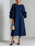 Margaret | Women's A-Line Midi Dress with Floral Cuffs | Everlasting Boutique