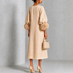 Margaret | Women's A-Line Midi Dress with Floral Cuffs | Everlasting Boutique