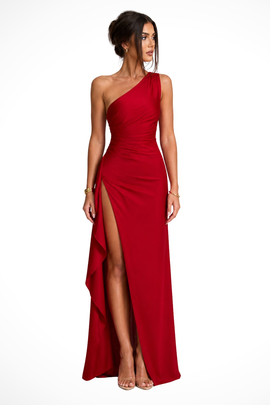 Margot | Women's One-Shoulder Maxi Dress with Side Split, Evening Maxi Dress | Everlasting Boutique