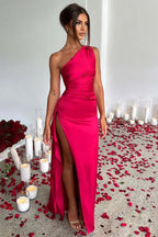 Margot | Women's One-Shoulder Maxi Dress with Side Split, Evening Maxi Dress | Everlasting Boutique