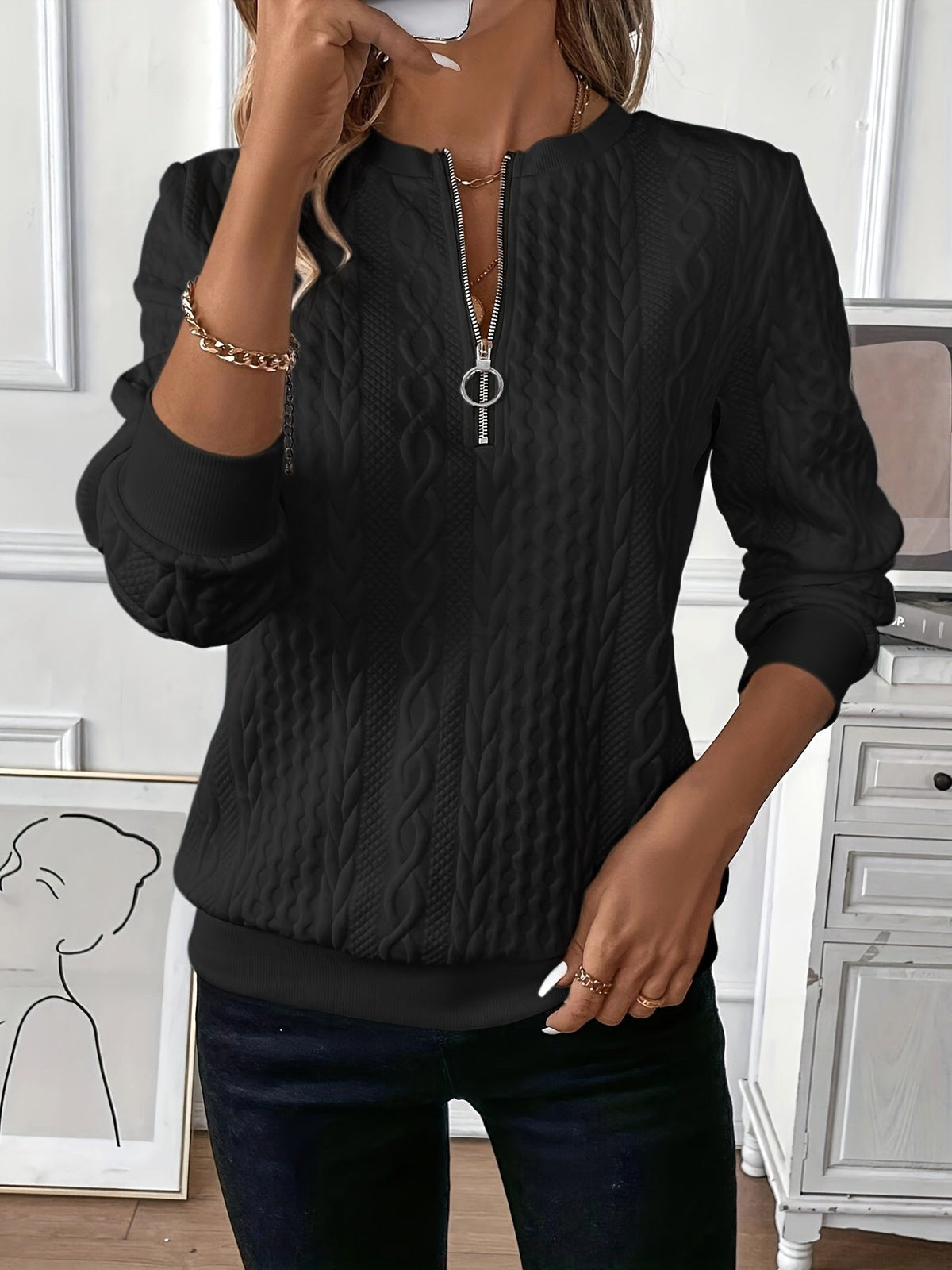 Margot | Women's Quarter-Zip Knit Jumper, Perfect for Everyday Wear | Everlasting Boutique