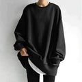 Marianne | Women's Oversized Crew Neck Tunic Sweater, Drop Shoulder Knitwear | Everlasting Boutique | Black