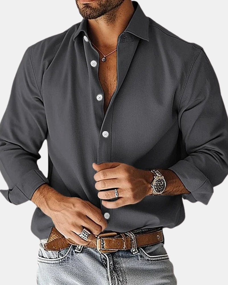 Markus | Smart Men's Shirt with Shape Retention, Durable Everyday Shirt | Everlasting Boutique | Grey