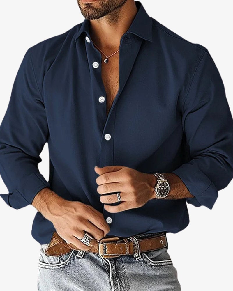 Markus | Smart Men's Shirt with Shape Retention, Durable Everyday Shirt | Everlasting Boutique | Dark Grey