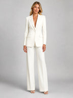 Martha | Women's Tailored Blazer and Wide-Leg Trousers Set, Smart Occasion Suit | Everlasting Boutique | White