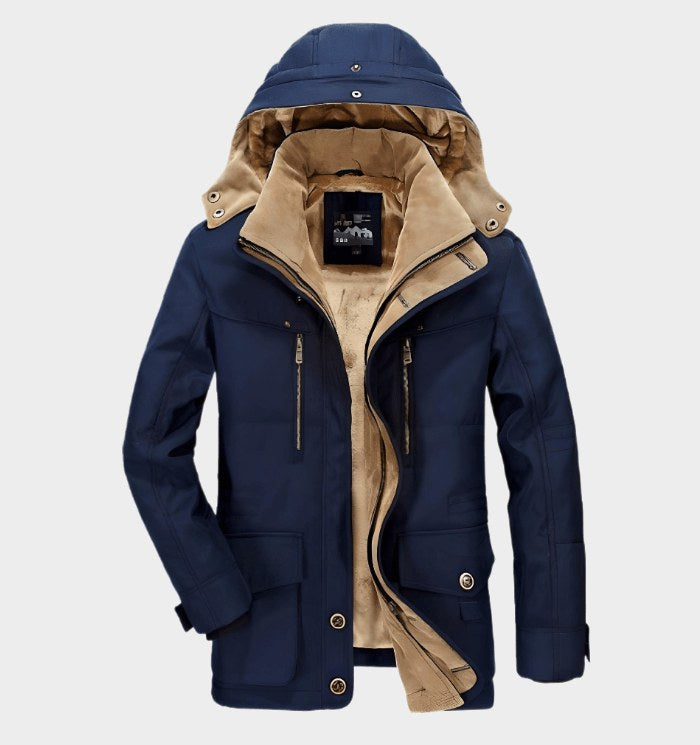 Martin | Men's Winter Coat with Hood and Pockets, Warm Winter Coat | Everlasting Boutique | Blue