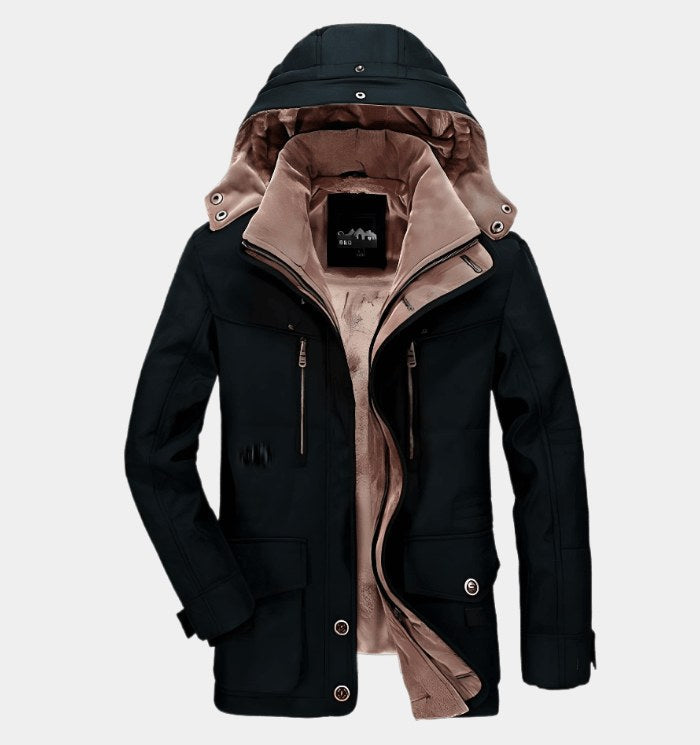 Martin | Men's Winter Coat with Hood and Pockets, Warm Winter Coat | Everlasting Boutique | Blue
