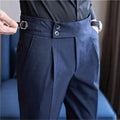 Mason | Men's Double-Pleat High-Waist Trousers, Tailored Tapered Trousers | Animated Apparel | Blue