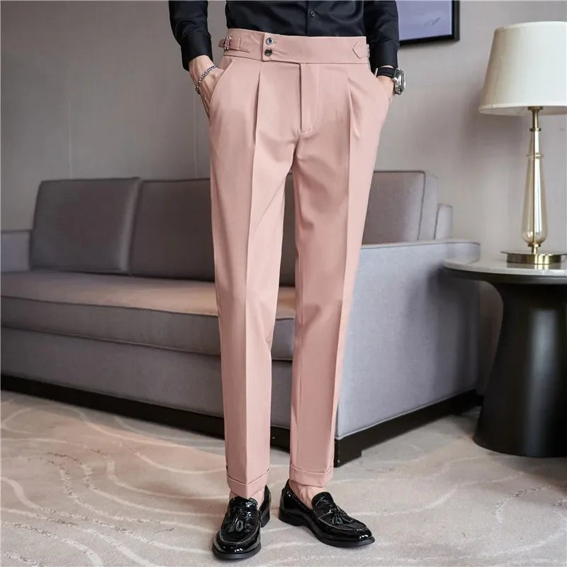 Mason | Men's Double-Pleat High-Waist Trousers, Tailored Tapered Trousers | Animated Apparel