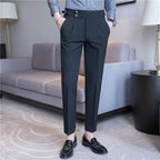Mason | Men's Double-Pleat High-Waist Trousers, Tailored Tapered Trousers | Animated Apparel